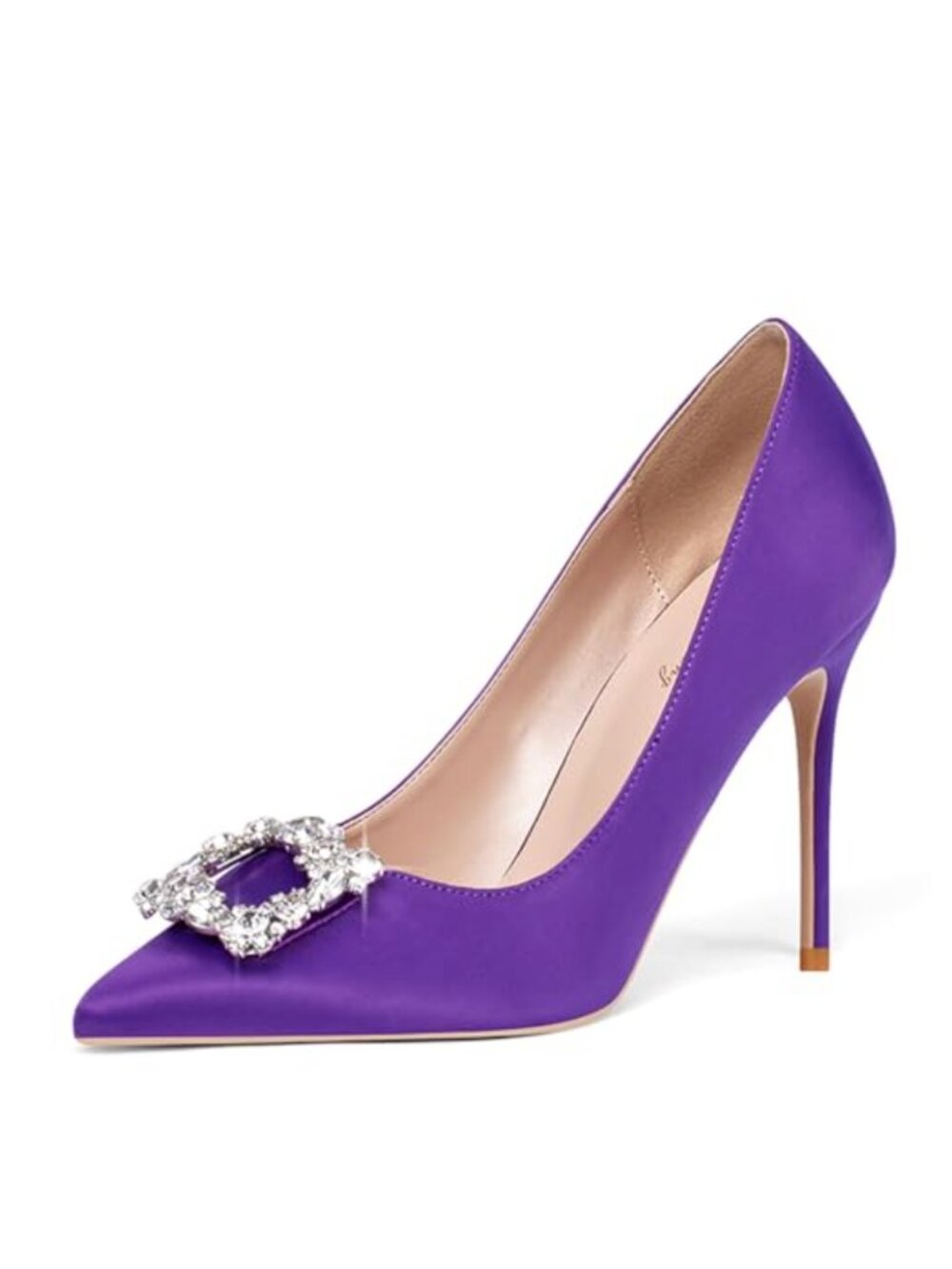 Women's Satin Rhinestone Pointed Toe Stiletto Heels Wedding Party Pumps